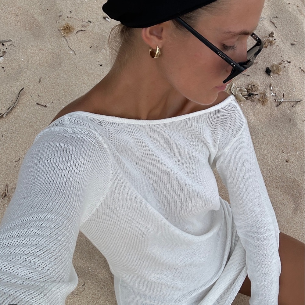 Flook the label Open Back White Long Sleeve Tee Top Revolve